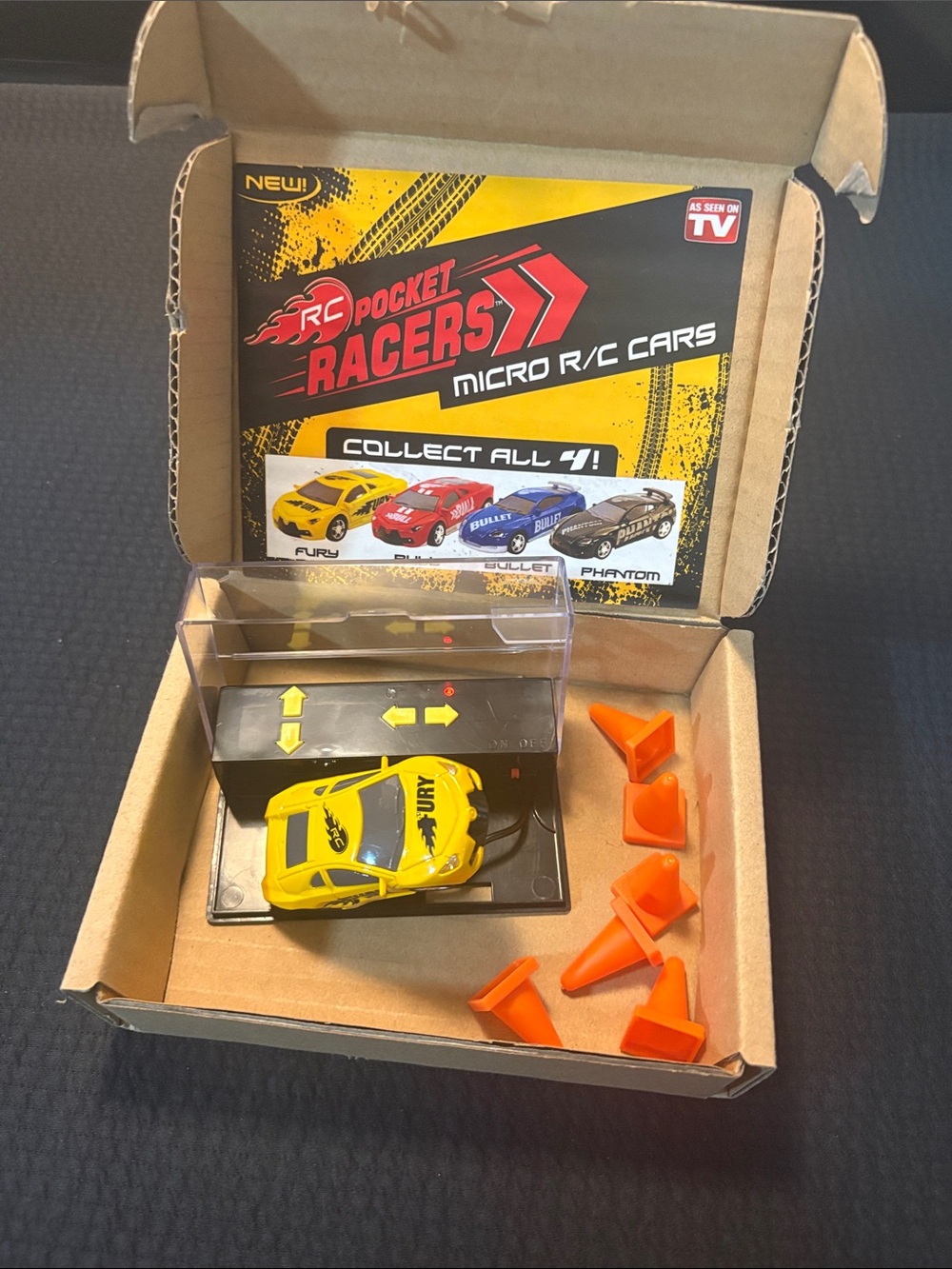 Micro R/C Pocket Racer Car - Yellow Fury NEW!